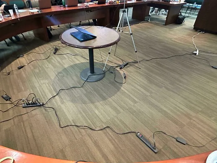 This Power Strip Chain Powering Conference Room Users