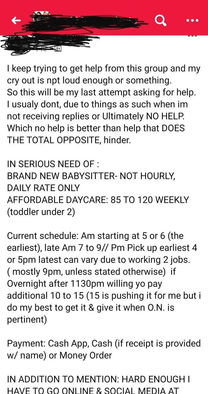 Lady In Mom Group Practically Yelling At Us While Trying To Find A Babysitter Who Will Work All Day Every Day For About $1 Per Hour