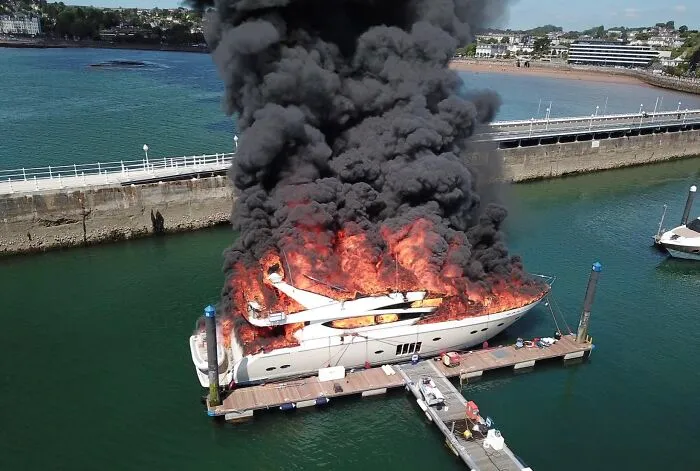 Motor Yacht Fire In Torquay, UK 28/5/22