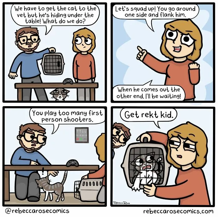 26 Cute Comics About Daily Life With 4 Cats And A Boyfriend, By Rebecca Rose Comics (New Pics)