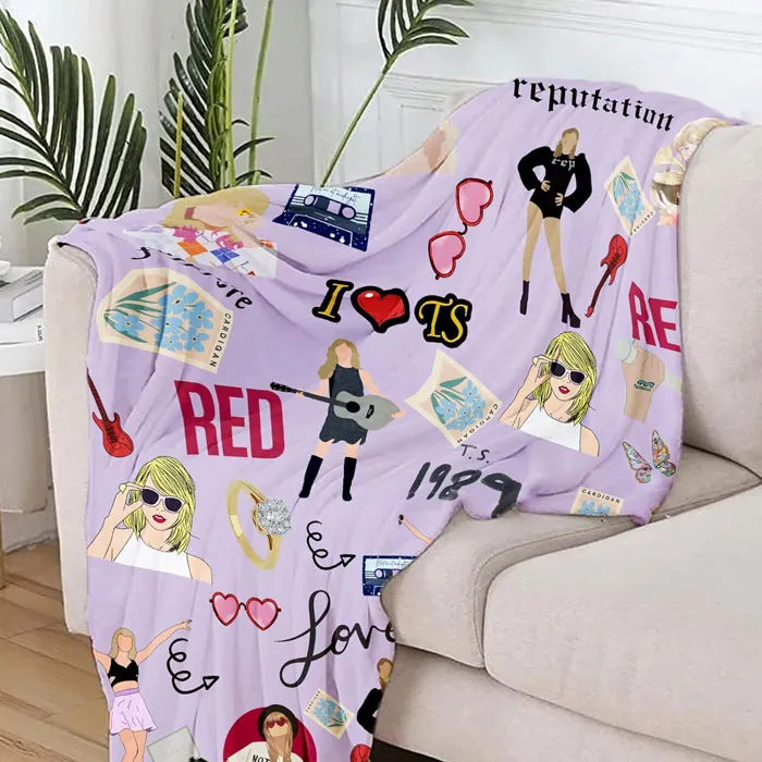 Taylor Swift Inspired Throw Blanket: that'll make you feel like you're enveloped by the singer's divine presence, an absolutely perfect home decoration and gift for any Swiftie in your life.