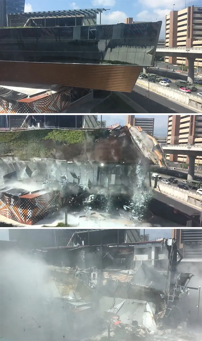 A 3 Story Mall That Was Still Under Construction Started Making Some Noises From The Metal Structures.. Everyone Was Evacuated And 5 Minutes Later The Collapse Occurred
