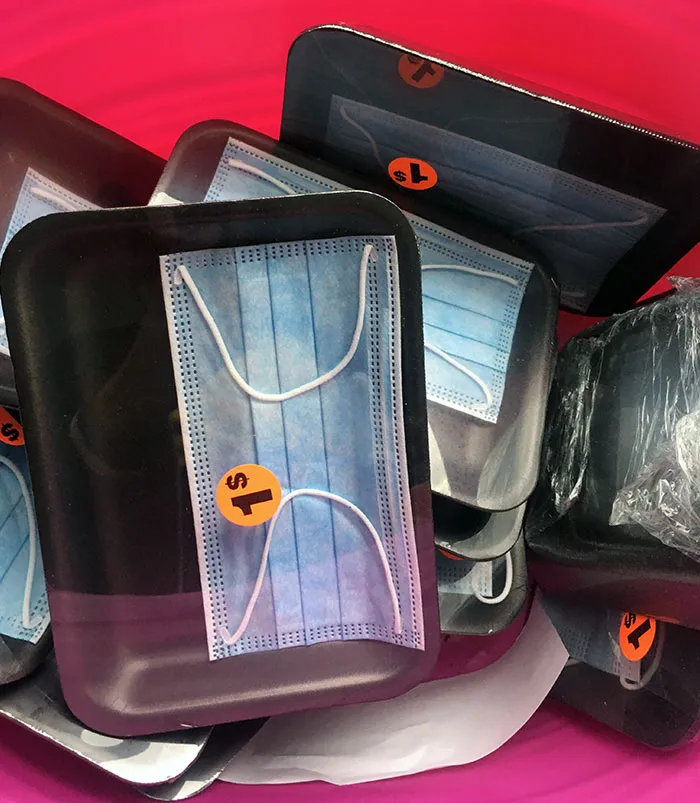 Disposable Masks In Styrofoam And Plastic Wrap For $1 Only