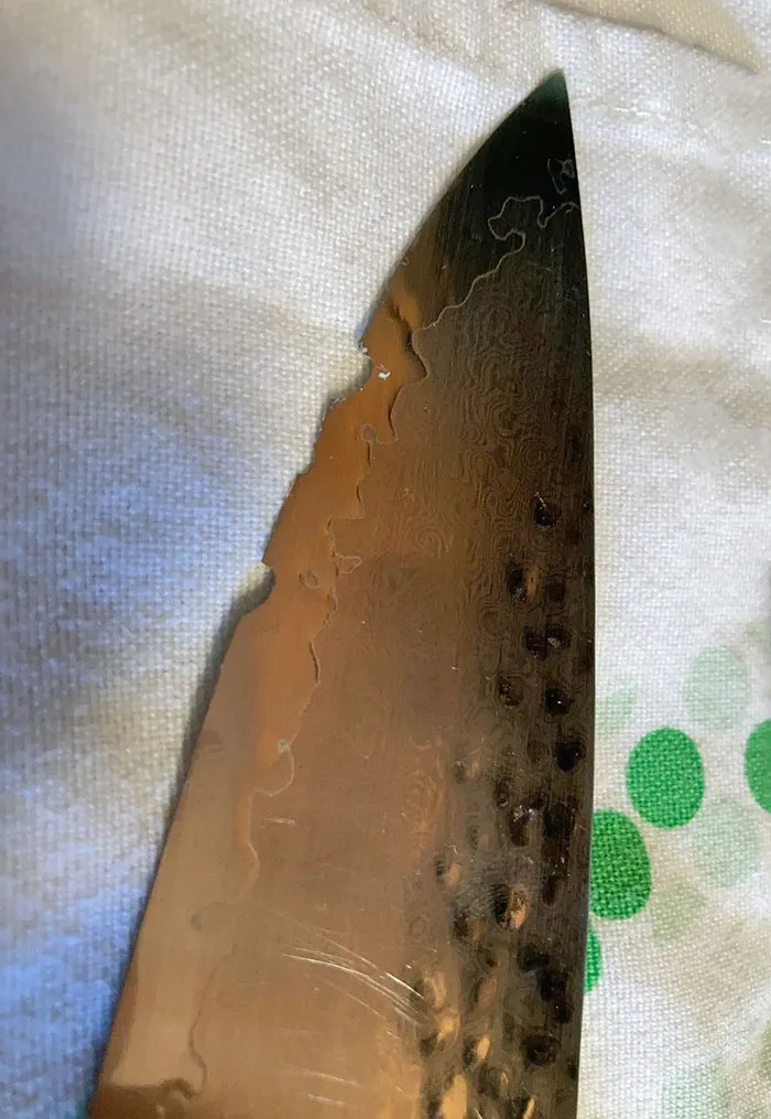 Many People Helped Out With The Dishes On Thanksgiving Dinner. However, Today I Found My Chef's Knife Like This
