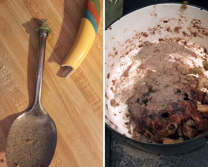The Handle Of My Serving Spoon Snapped. Turns Out The Handle Was Full Of Sand, And It Ruined My Delicious Turkey Stuffing