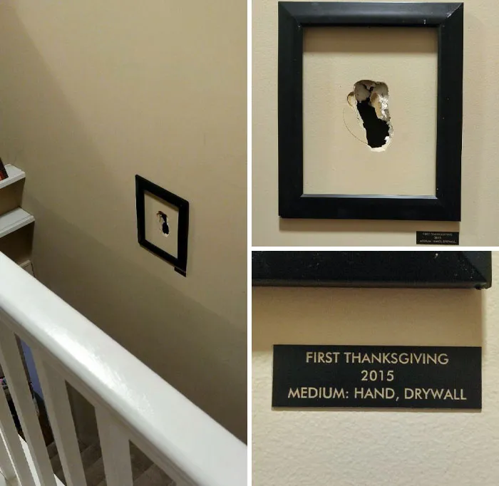 My Boyfriend Fell Down Our Stairs On Thanksgiving Day. Instead Of Fixing The Hole, We Got Creative