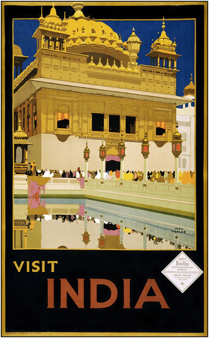Vintage Travel Poster "Visit India" By Fred Taylor (1875-1963). Published In The 1930s In India