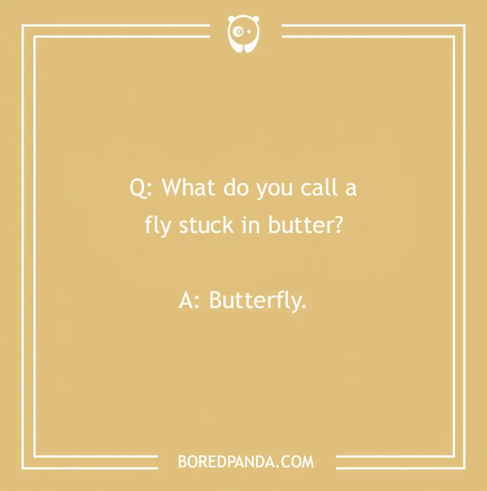 "Funny 'What Do You Call?' joke about a fly stuck in butter, with a punchline: butterfly."