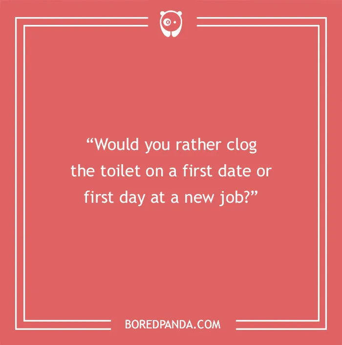 "Would you rather question on red background for game night fun."