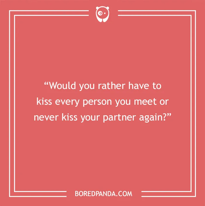 "Would you rather" question on a pink background for game night inspiration.