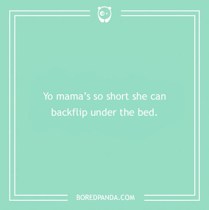 "Yo mama joke text on a green background from Bored Panda."