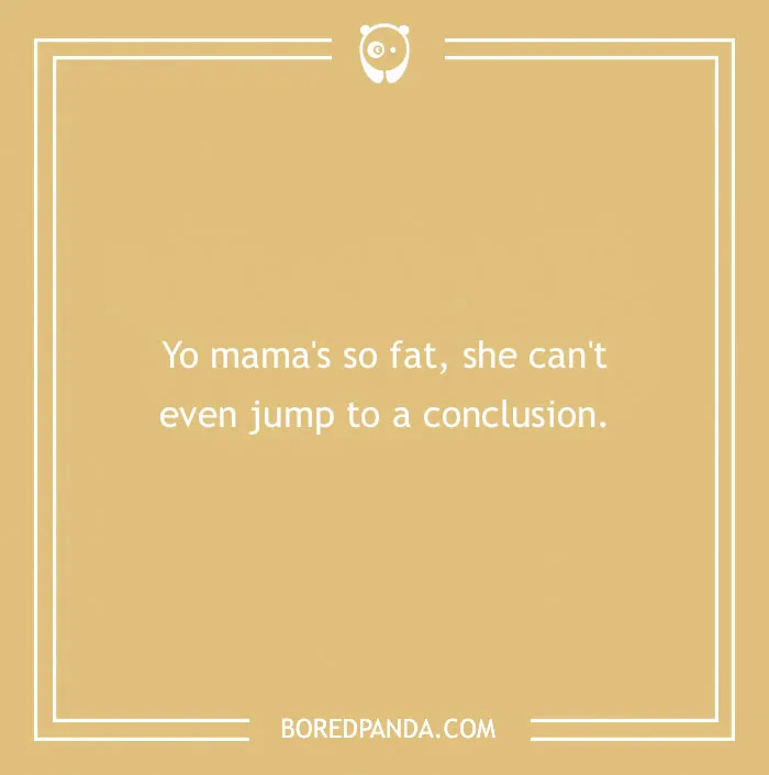 Text of a Yo Mama joke on a tan background.