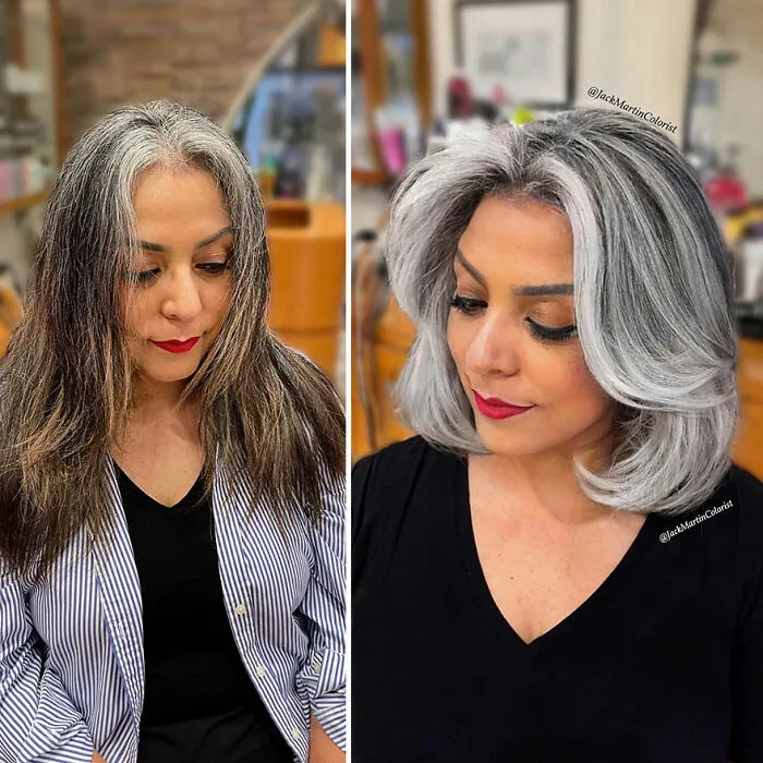20 People Before And After Embracing Their Natural Gray Hair, With The Help Of Celebrity Hair Colorist Jack Martin (New Pics)