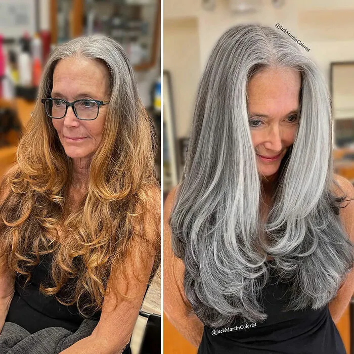 20 People Before And After Embracing Their Natural Gray Hair, With The Help Of Celebrity Hair Colorist Jack Martin (New Pics)