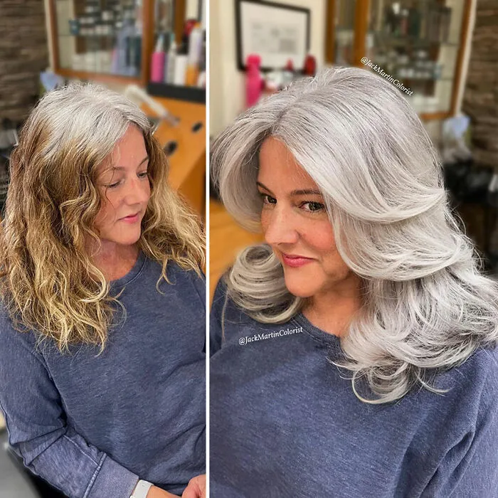 20 People Before And After Embracing Their Natural Gray Hair, With The Help Of Celebrity Hair Colorist Jack Martin (New Pics)
