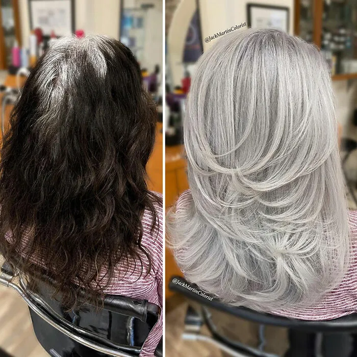 20 People Before And After Embracing Their Natural Gray Hair, With The Help Of Celebrity Hair Colorist Jack Martin (New Pics)