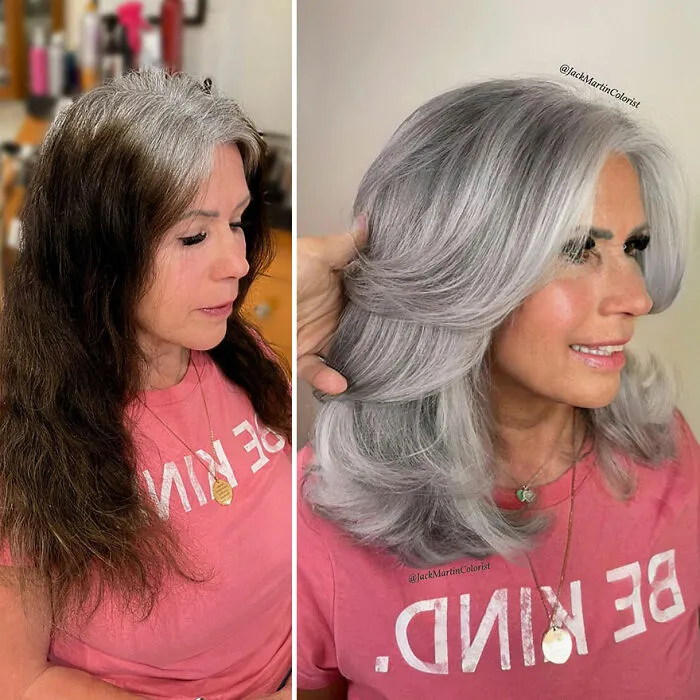 20 People Before And After Embracing Their Natural Gray Hair, With The Help Of Celebrity Hair Colorist Jack Martin (New Pics)