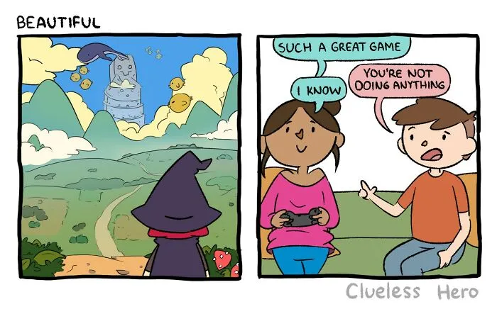 Gamer Humor: 35 Comics About A “Clueless Hero” Created By These Two Artists (New Pics)