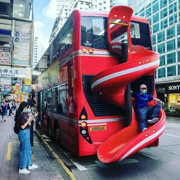 Hong Kong Bus - Slide  Getting Off The Bus Has Never Been Such Fun. Bus In Hong Kong