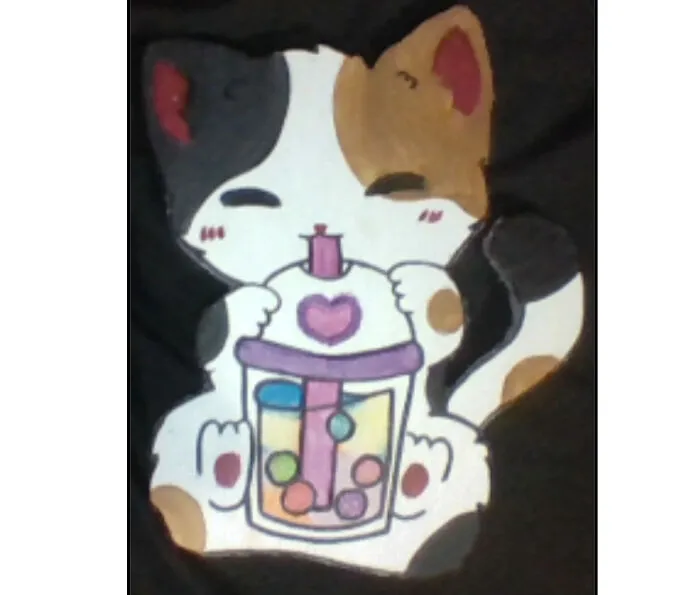 My Kitten Lucy Drinking Boba (Made In My Art Class)