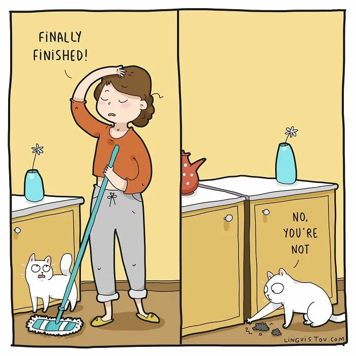 Artist Illustrates What It's Like To Live With A Cat (30 New Pics)