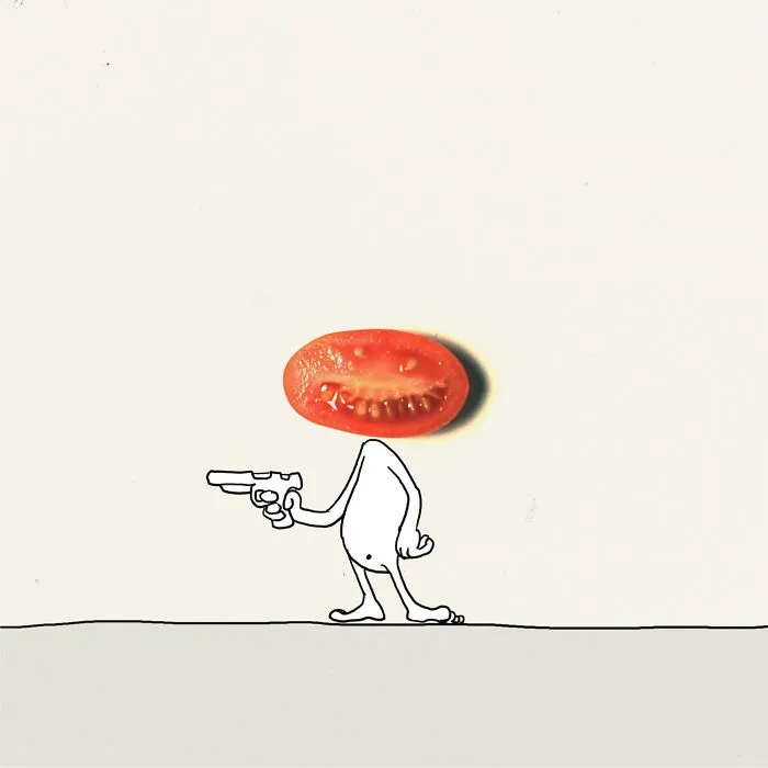 My 20 Illustrations Of The 'Killer' Tomato That Appeared On The Scene While I Was Cutting Vegetables To Cook