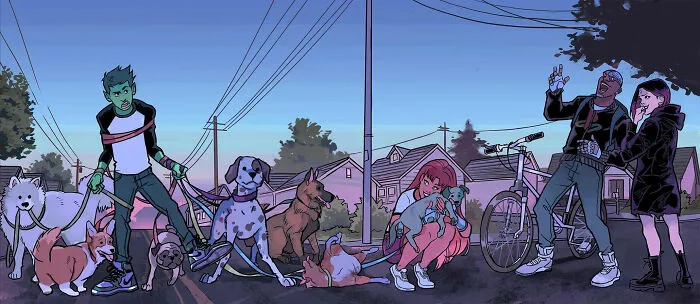 "Beast Boy’s New Part Time Job As A Dog Walker"