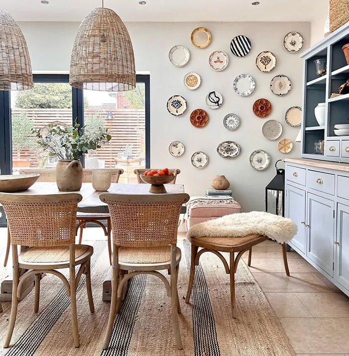 Vintage Plates Wall For Dining Room