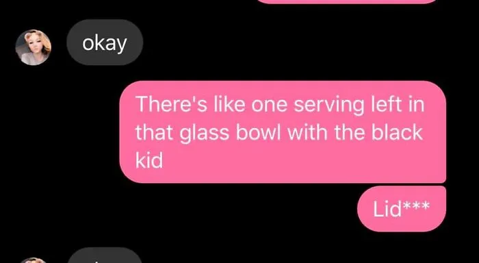 Text message conversation illustrating an autocorrect fail turning a normal text into a confusing message.