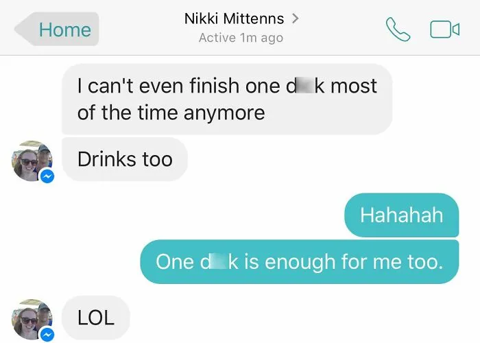 Chat conversation showing autocorrect errors in messages about drinks, illustrating common texting mistakes.