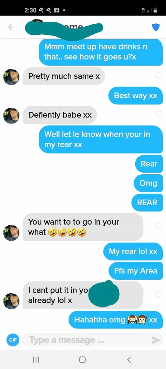 Text conversation showing autocorrect mistakes turning a normal text into a humorous message mix-up.