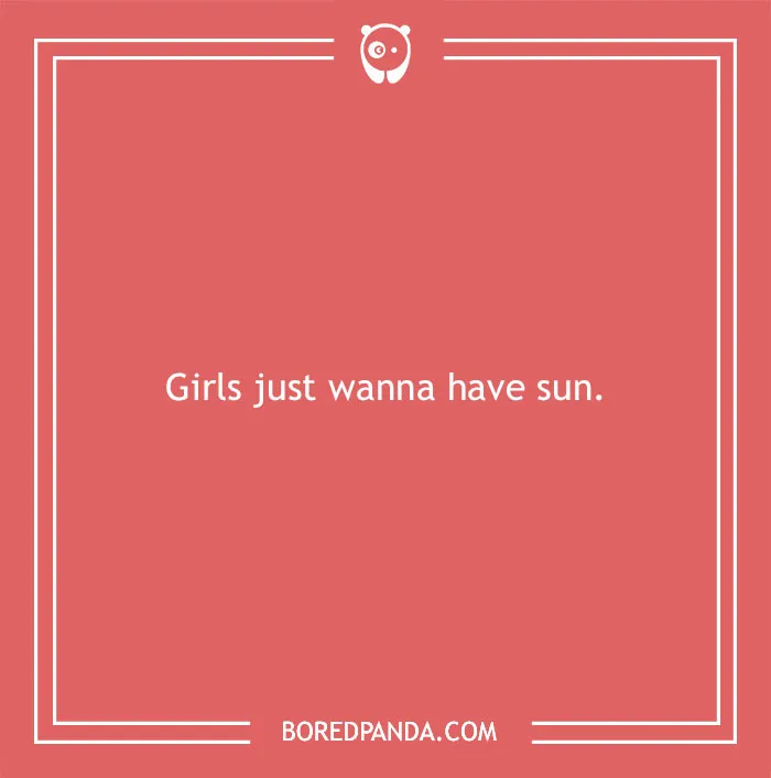Beach pun on a coral background saying Girls just wanna have sun from a collection of beach puns to make you roll in the water.