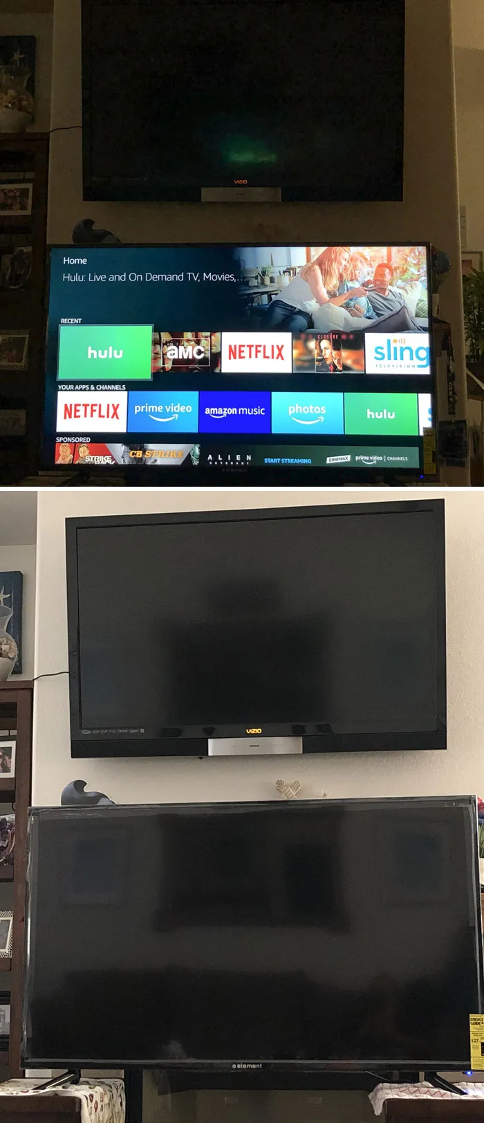 Mis impresionantes primos me compraron anoche un televisor grande de 55 pulgadas, como agradecimiento y como regalo de "pasaremos mucho más tiempo en tu casa"