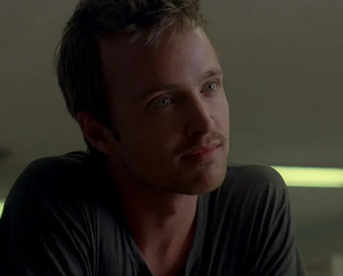 Jesse wearing dark shirt looking from Breaking Bad