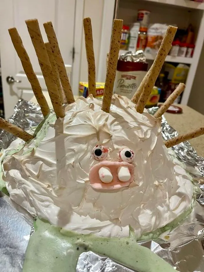 We Made A Baked Alaska For My Daughter’s Birthday.  I Think Our First Attempt Is Quite Beautiful