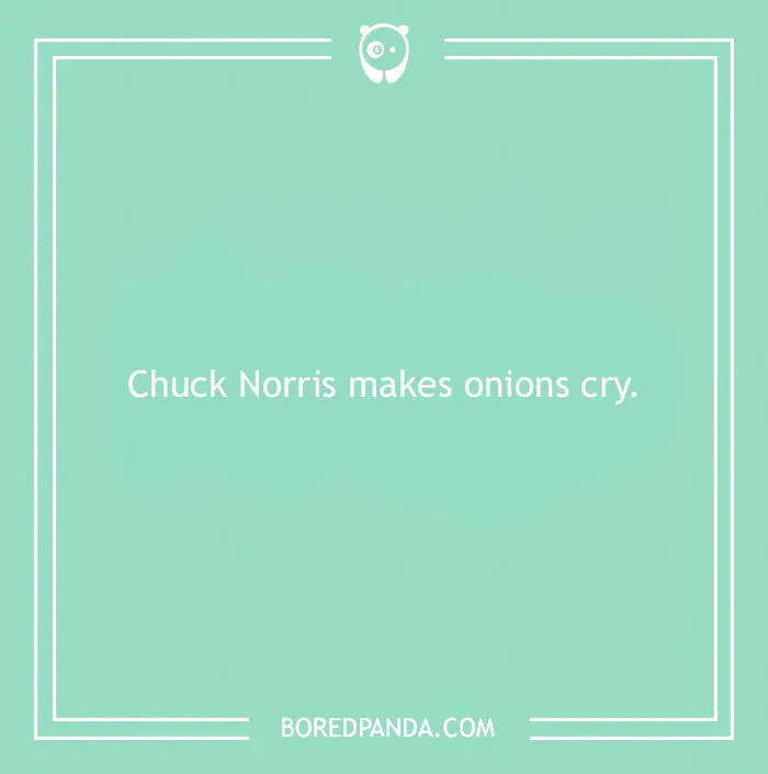 Legendary Chuck Norris joke on a green background: "Chuck Norris makes onions cry."
