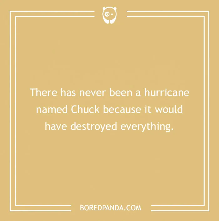 Text on beige background with a Chuck Norris joke about hurricanes.