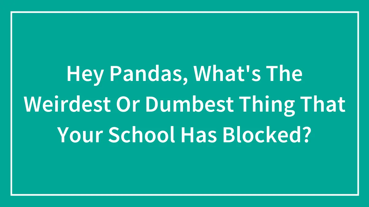 Hey Pandas, What's The Weirdest Or Dumbest Thing That Your School Has Blocked? (Closed)