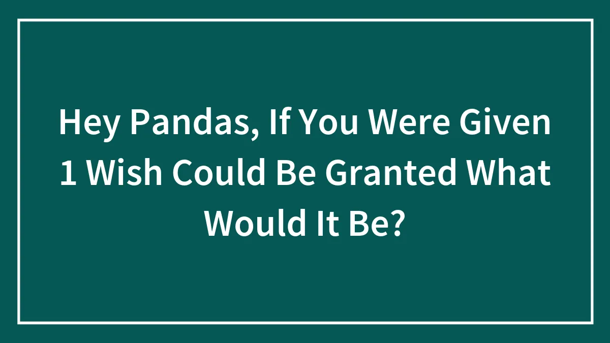 Hey Pandas, If You Were Given 1 Wish Could Be Granted What Would It Be?