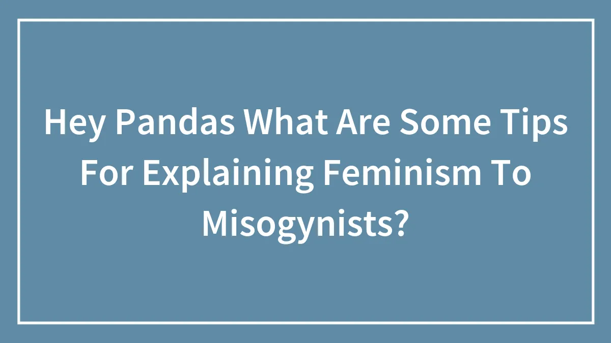 Hey Pandas What Are Some Tips For Explaining Feminism To Misogynists?