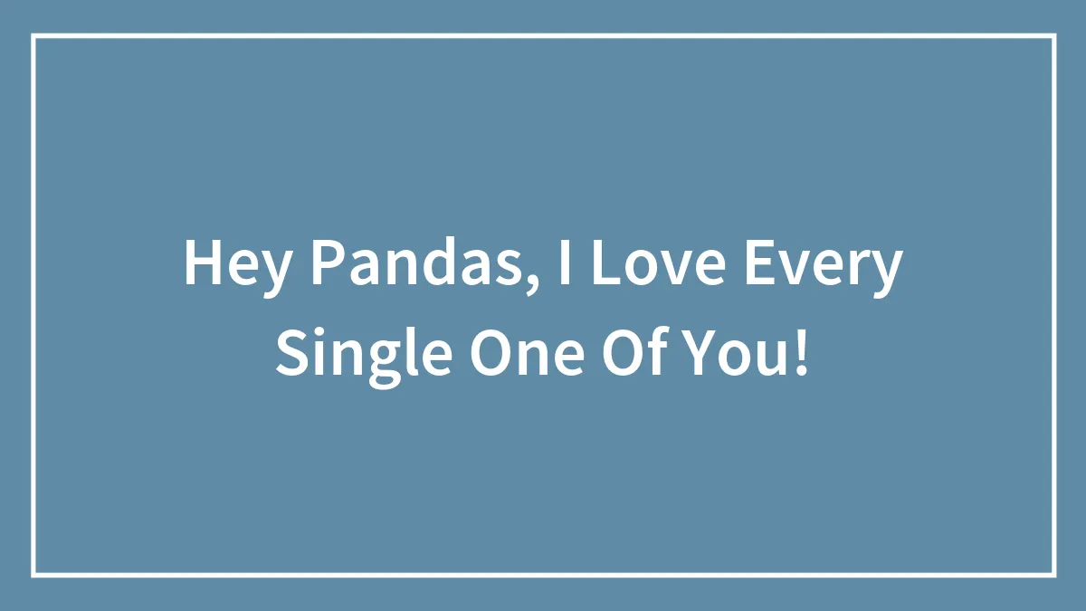 Hey Pandas, I Love Every Single One Of You!