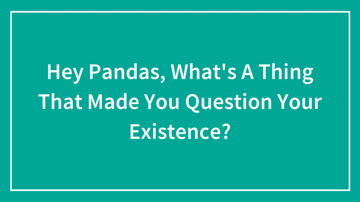 Hey Pandas, What's A Thing That Made You Question Your Existence? (Closed)