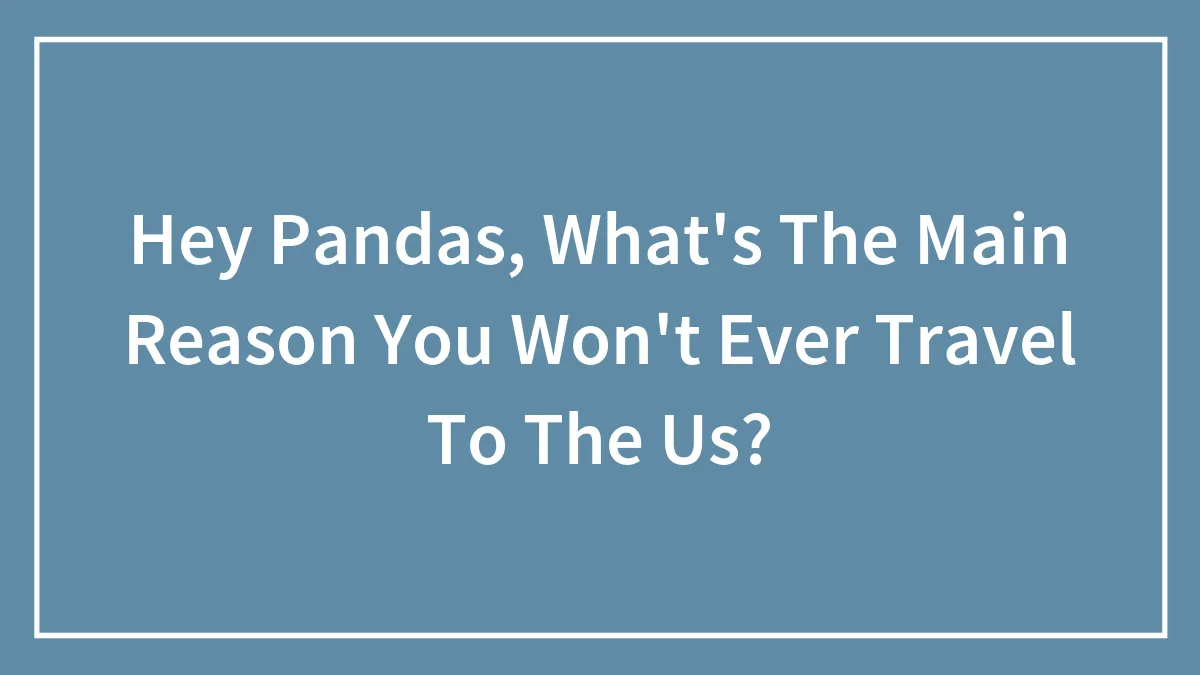 Hey Pandas, What's The Main Reason You Won't Ever Travel To The Us?