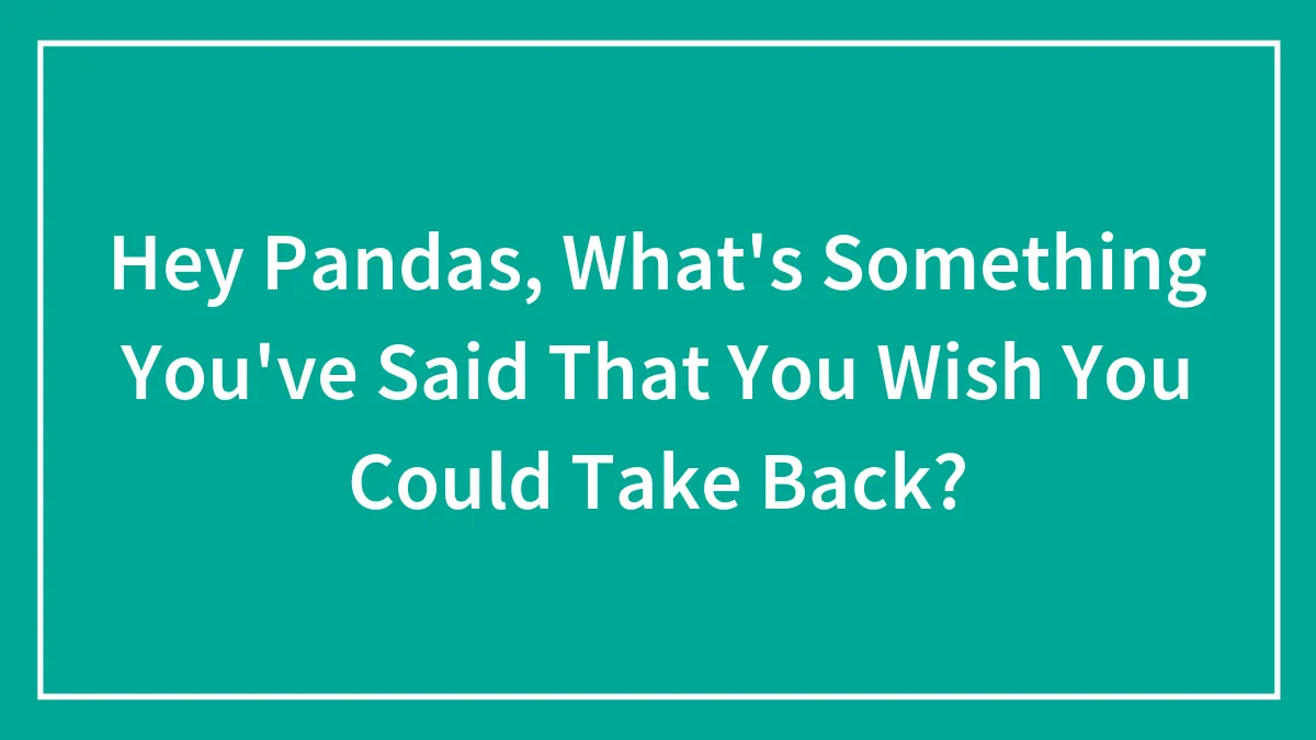Hey Pandas, What's Something You've Said That You Wish You Could Take Back? (Closed)