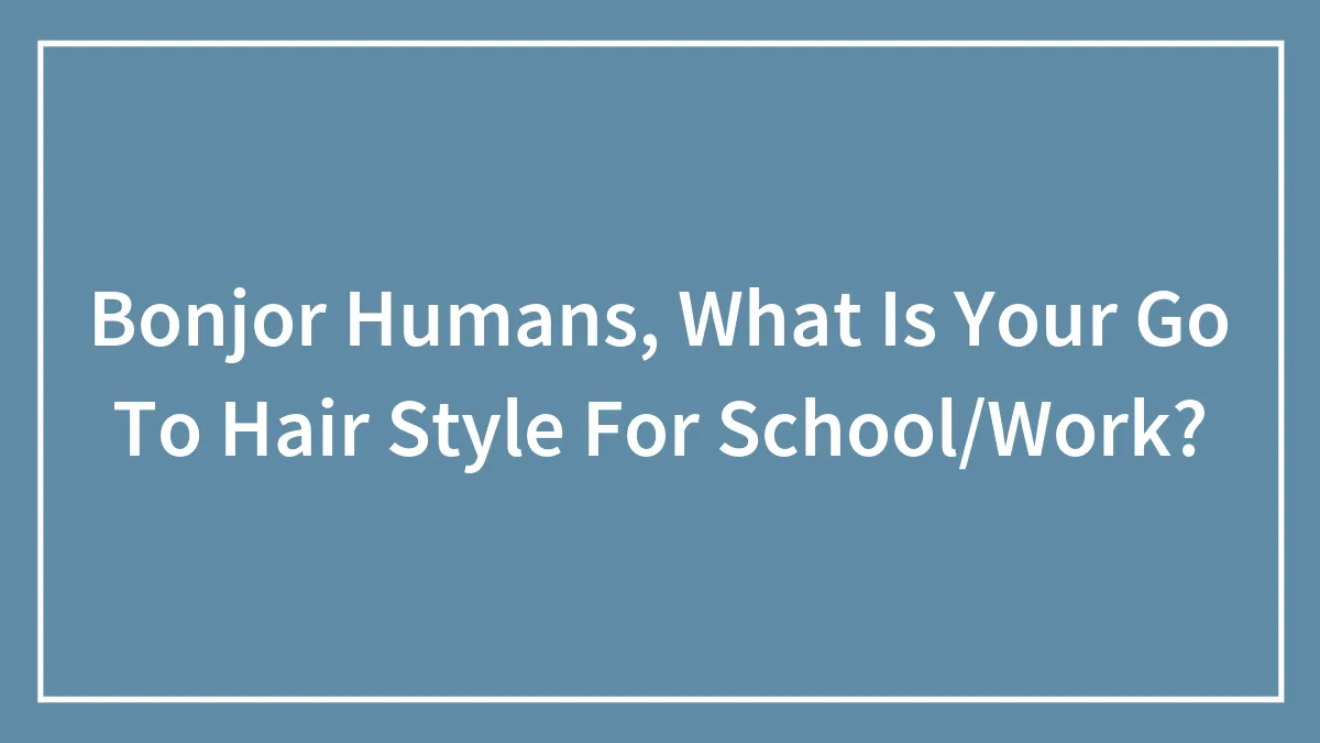 Bonjor Humans, What Is Your Go To Hair Style For School/Work?