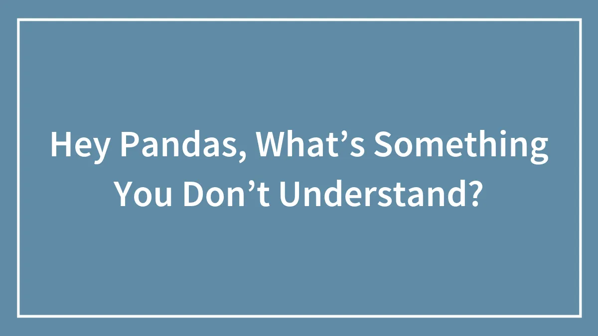 Hey Pandas, What’s Something You Don’t Understand? (Closed)