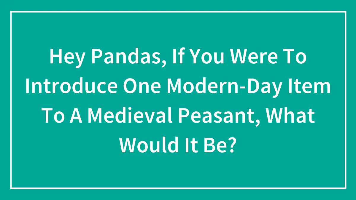 Hey Pandas, If You Were To Introduce One Modern-Day Item To A Medieval Peasant, What Would It Be?