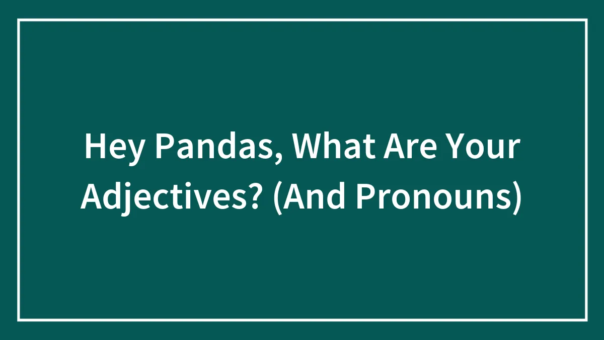 Hey Pandas, What Are Your Adjectives? (And Pronouns)