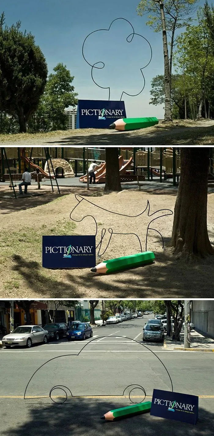 Pictionary - Tree, Dog, Car  This Campaign Titled Was Published In Mexico In 2011