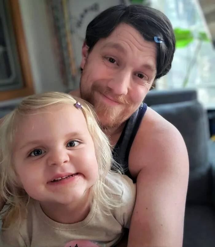 My Daughter Has An Irrational Fear Of Hair Clips, But She Said She Wouldn't Be Scared If I Did It First. So Here We Are